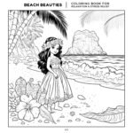 30 Coloring Pages, Beach Beauties Coloring Book For Relaxation and Stress Relief (2)