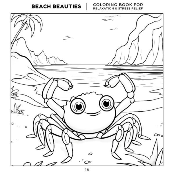 30 Coloring Pages, Beach Beauties Coloring Book For Relaxation and Stress Relief (5