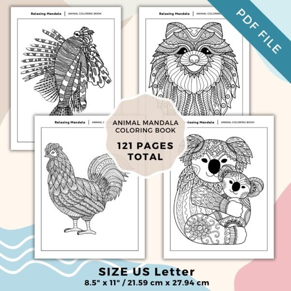 Animal Mandala Coloring Book