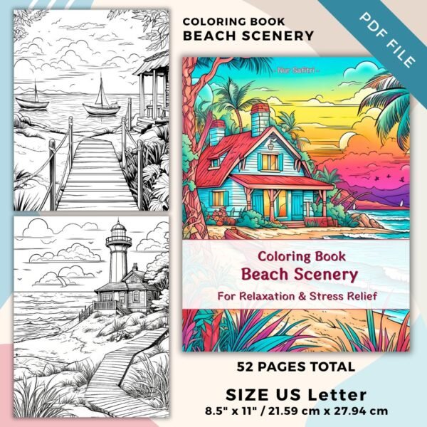 Beach Scenery Coloring Pages