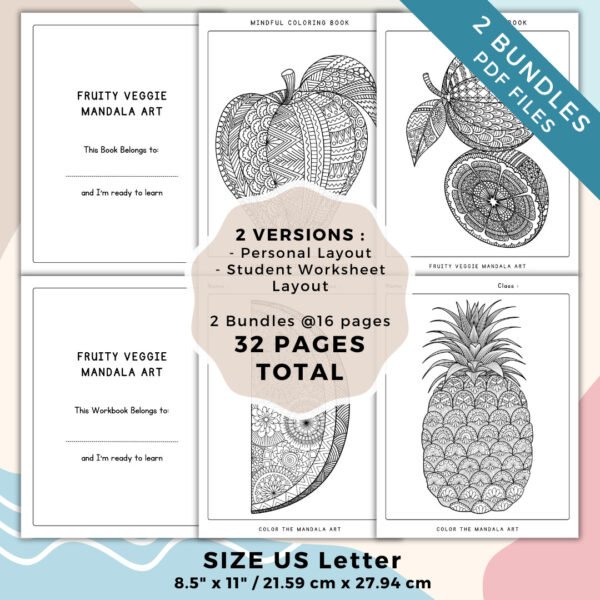 Fruity Veggie Mandala Coloring Book