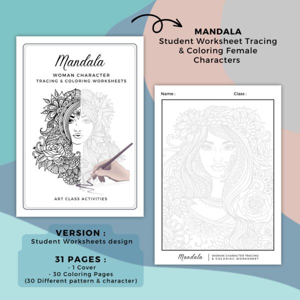 Mandala Woman Character Coloring Book Cover (3)