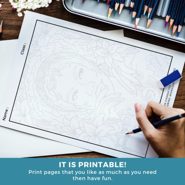 Mandala Woman Character Coloring Book Cover (7)