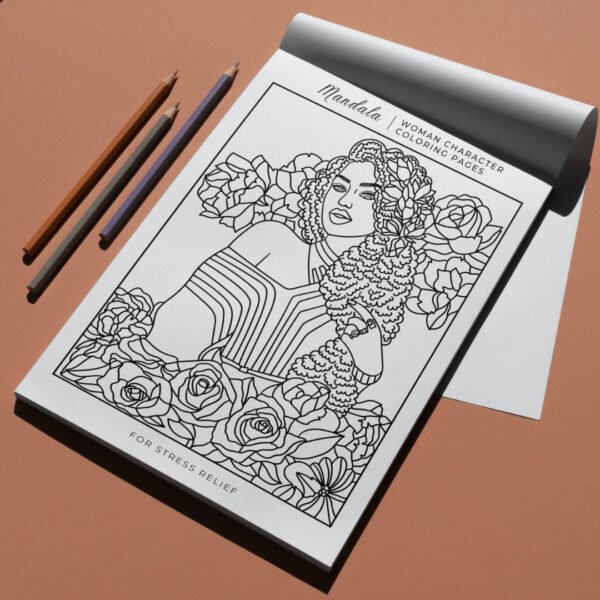 Mandala Woman Character Coloring Book Cover (8)