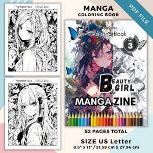 MangaZine 3 Beauty Girl Themed Coloring Pages