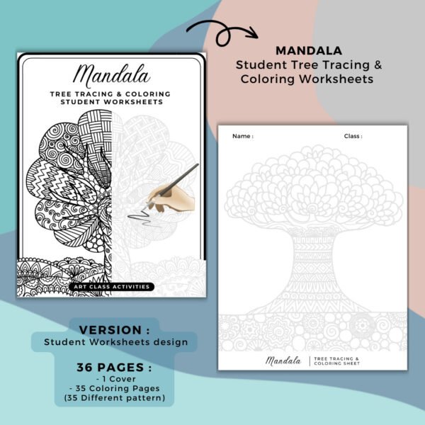 Tree mandala Tracing Coloring Book Cover (3)
