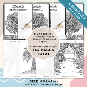 Tree mandala Tracing Coloring Book Cover