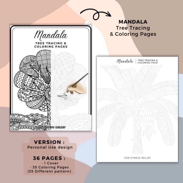 Tree mandala Tracing Coloring Book Cover (5)